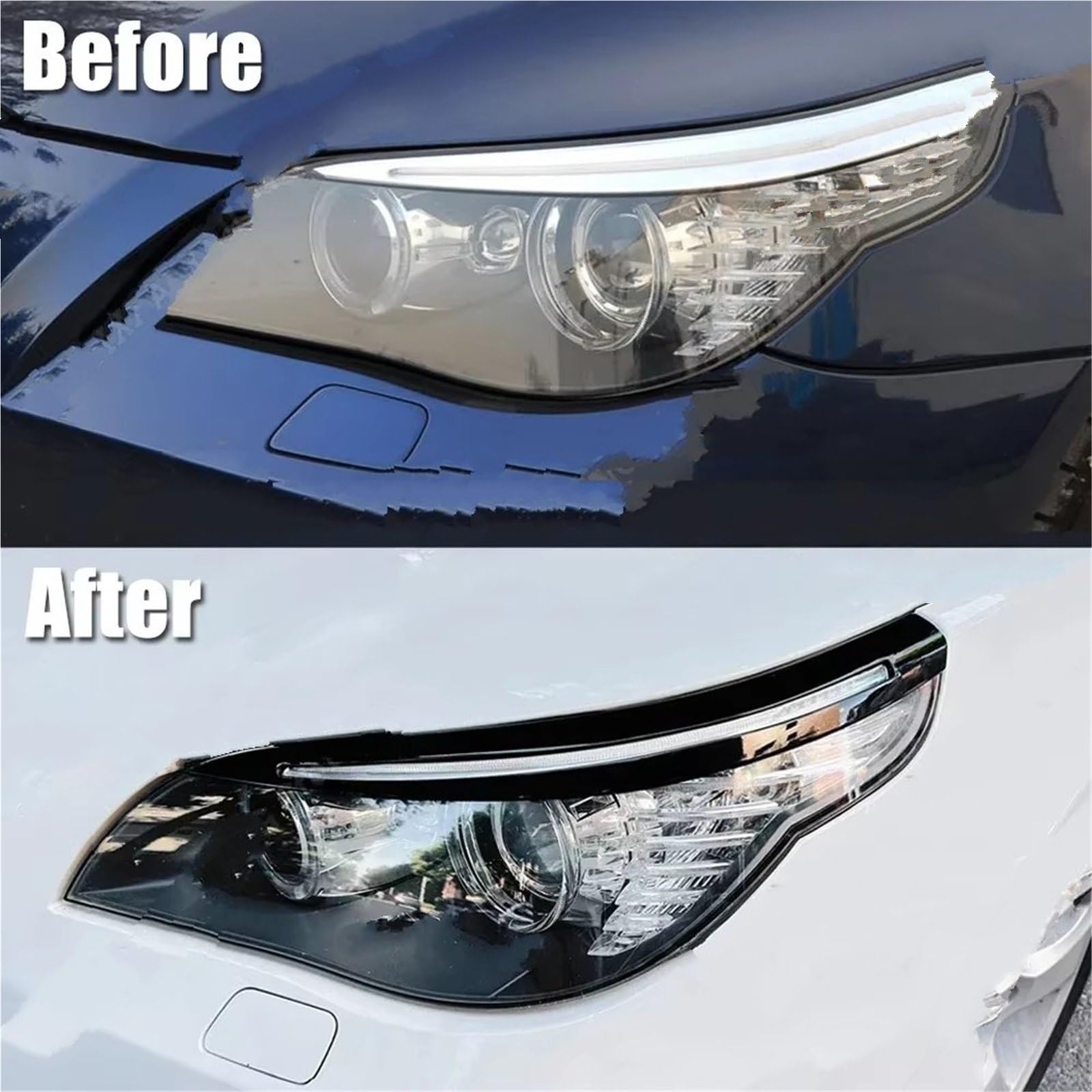 Reflektor brwi do BMW serii 5 E60 E61 520i 525i 530i 540i M5 2003-2010 samochód brwi powieka lampa światło osłona reflektorów naklejki powieki reflektorów