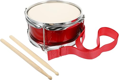 Miniatura 9 de Vaguelly Tambor para niños de 9 pulgadas con mazo y correa, tambor de percusión de madera, instrumento musical de marcha, juguete para niños de 3