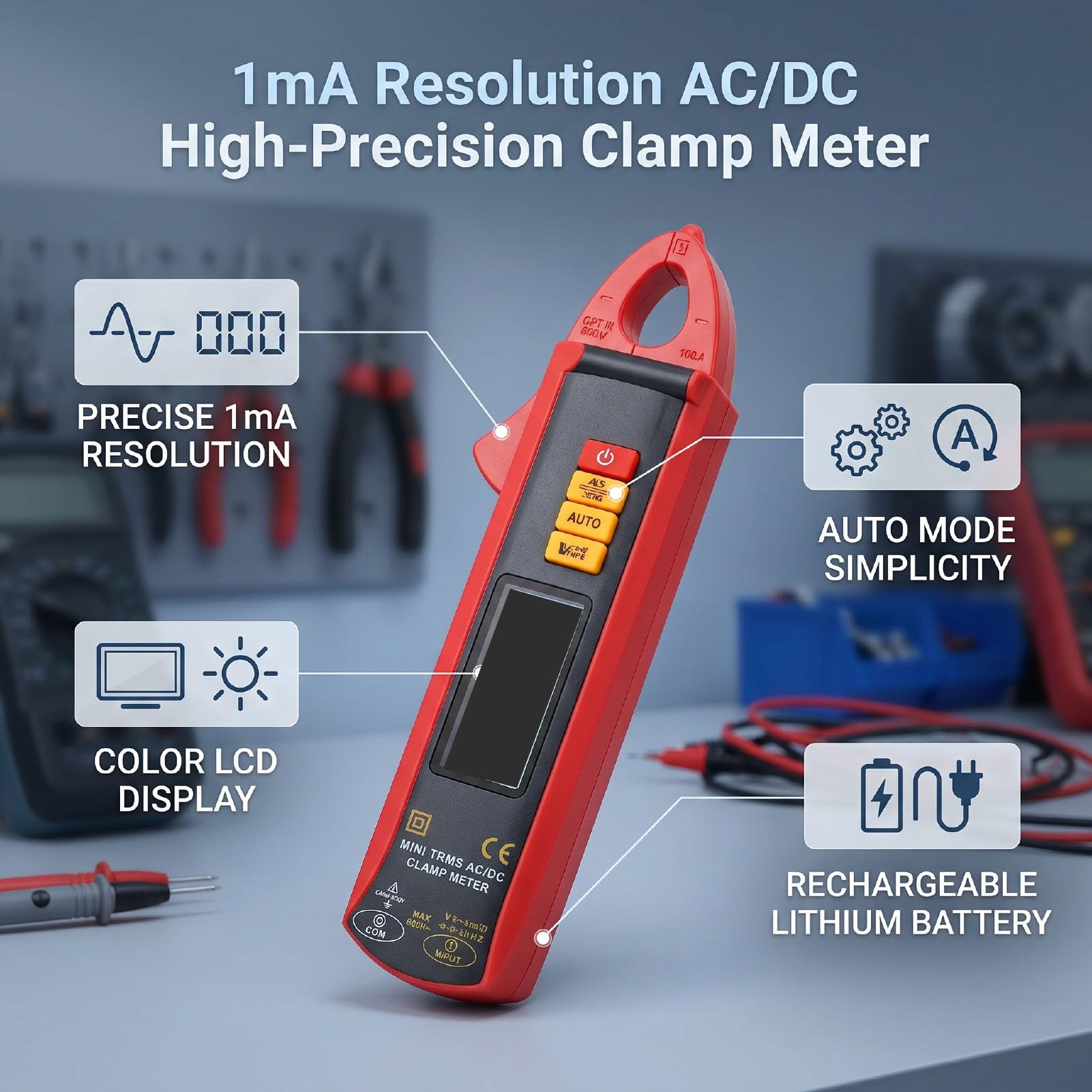 XUMIUZIY Digitaler Stromzangenmesser 6000 Counts AC DC Ampere Tester
