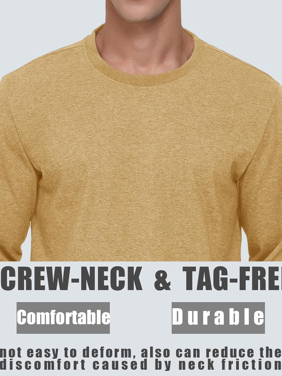MAGCOMSEN Mens Shirt Long Sleeve Crew Neck Shirts Casual Lightweight T-Shirts Moisture Wicking Work Tee Shirts Earthy Yellow,L - Image 4