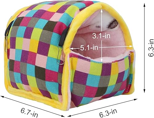 Miniatura 6 de Wontee Hamster Bed Hideout Sugar Glider Hamaca para animales pequeños, casa de cama cálida para hámsters, erizos, planeadores de azúcar, jerbos