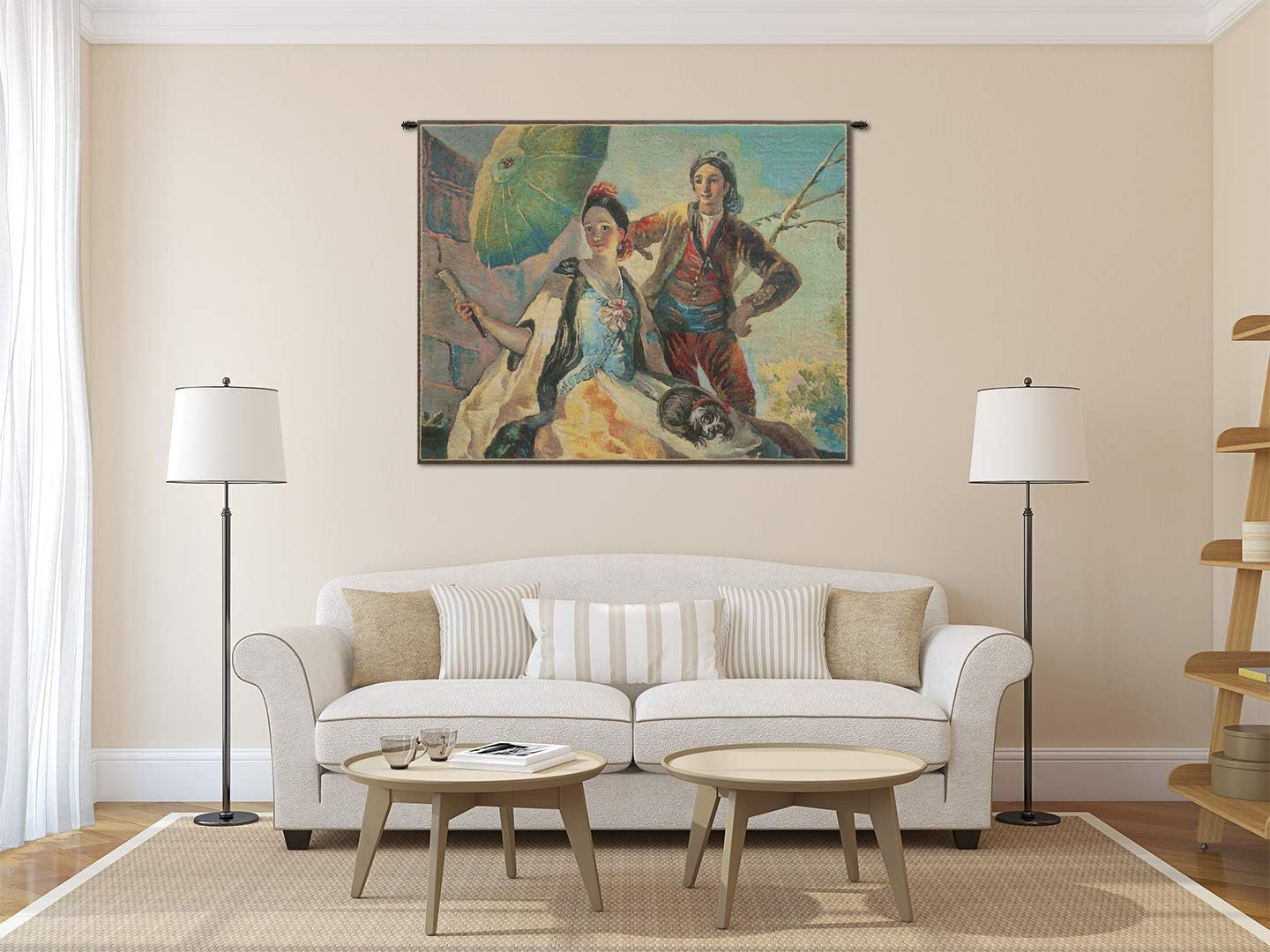 Quitasol Small Belgian Tapestry Wall Hanging - 26 in. x 21 in. Cotton/Treveria/Wool by Francisco Goya