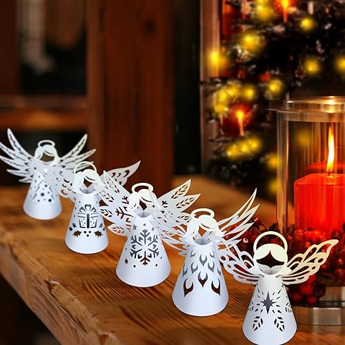 Miniatura 3 de 6 adornos de linterna de Navidad de ángel 3D con corte de papel, farol de té de ángel, farol de ángel, centro de mesa, decoración de Navidad