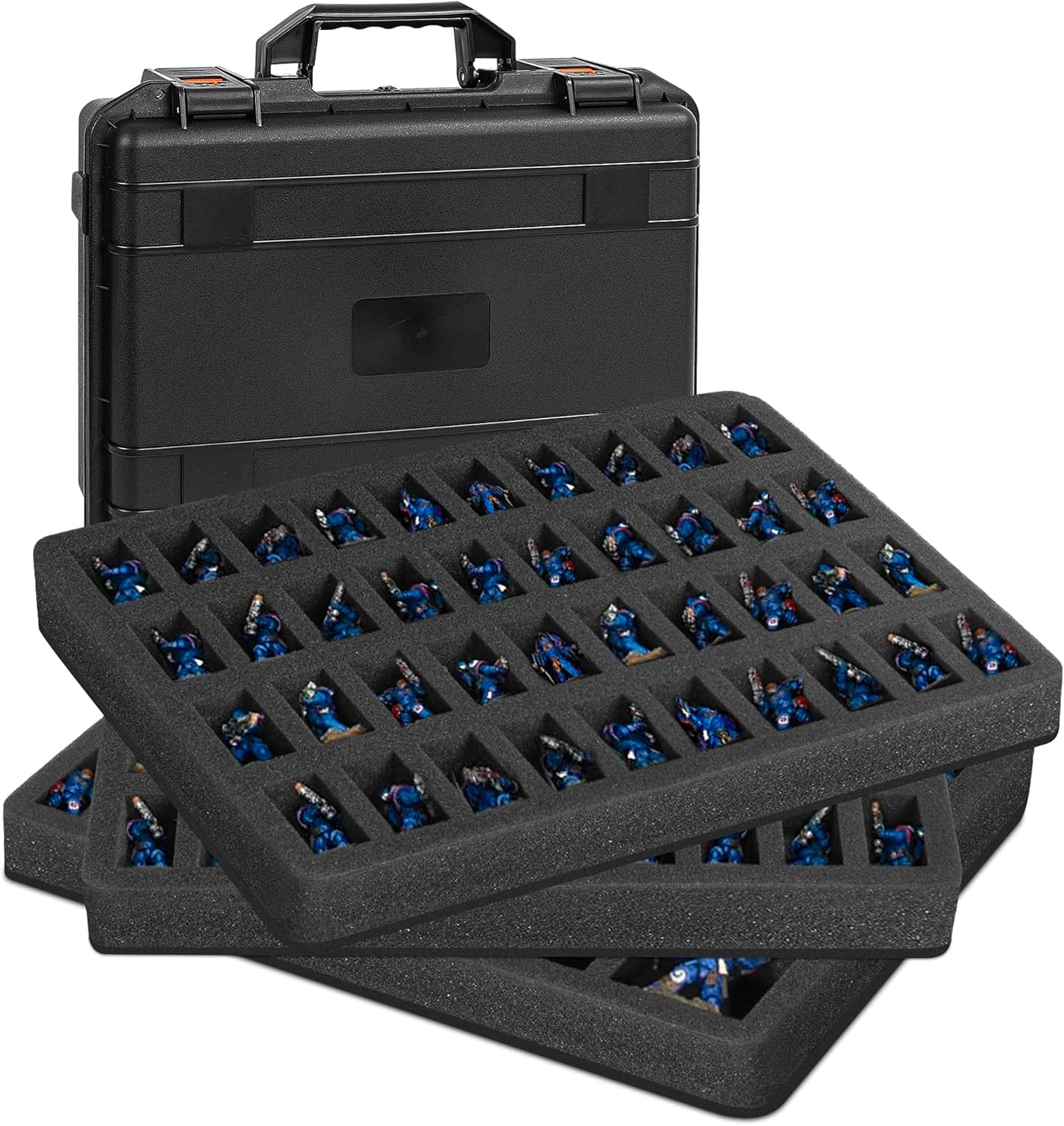 IPEB Miniature Sturdy Hard Case Figurine Minature Carrying Box,108 Slot Miniature Figure Hard Shell Case,Compatible with Most Miniatures,Black