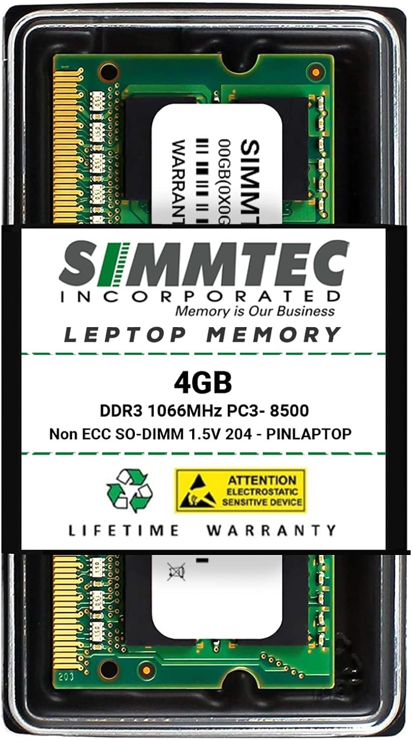 Simmtec RAM 8GB DDR3 / DDR3L 1866MHz SODIMM PC3L-14900 2Rx8 Dual Rank 1.35V CL13 204-Pin Non-ECC Unbuffered Notebook Laptop RAM Memory Upgrade Module