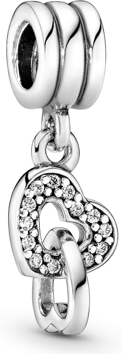 PANDORA Interlocking Hearts Dangle Charm - Compatible with PANDORA Moments - Stunning Women's Jewelry - Made with Sterling Silver & Cubic Zirconia