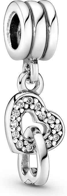 PANDORA Interlocking Hearts Dangle Charm - Compatible Moments - Stunning Women's Jewelry - Gift for Her - Made with Sterling Silver & Cubic Zirconia - With Gift Box