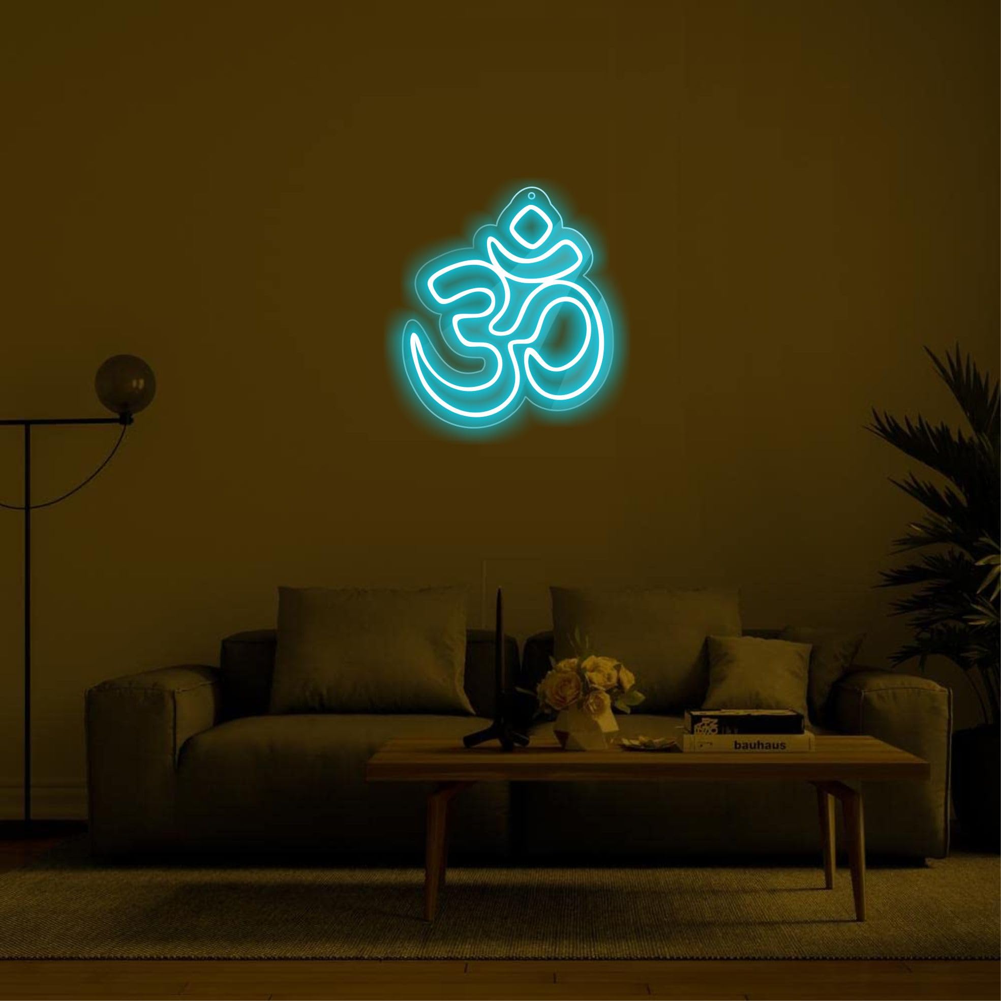 RGY Om Led Neon Light Sign for Wall, Office, Pooja room, Mandir Decoration, Home Decore, Diwali Gift - (8"Inch x 9"Inch - ICE BLUE)