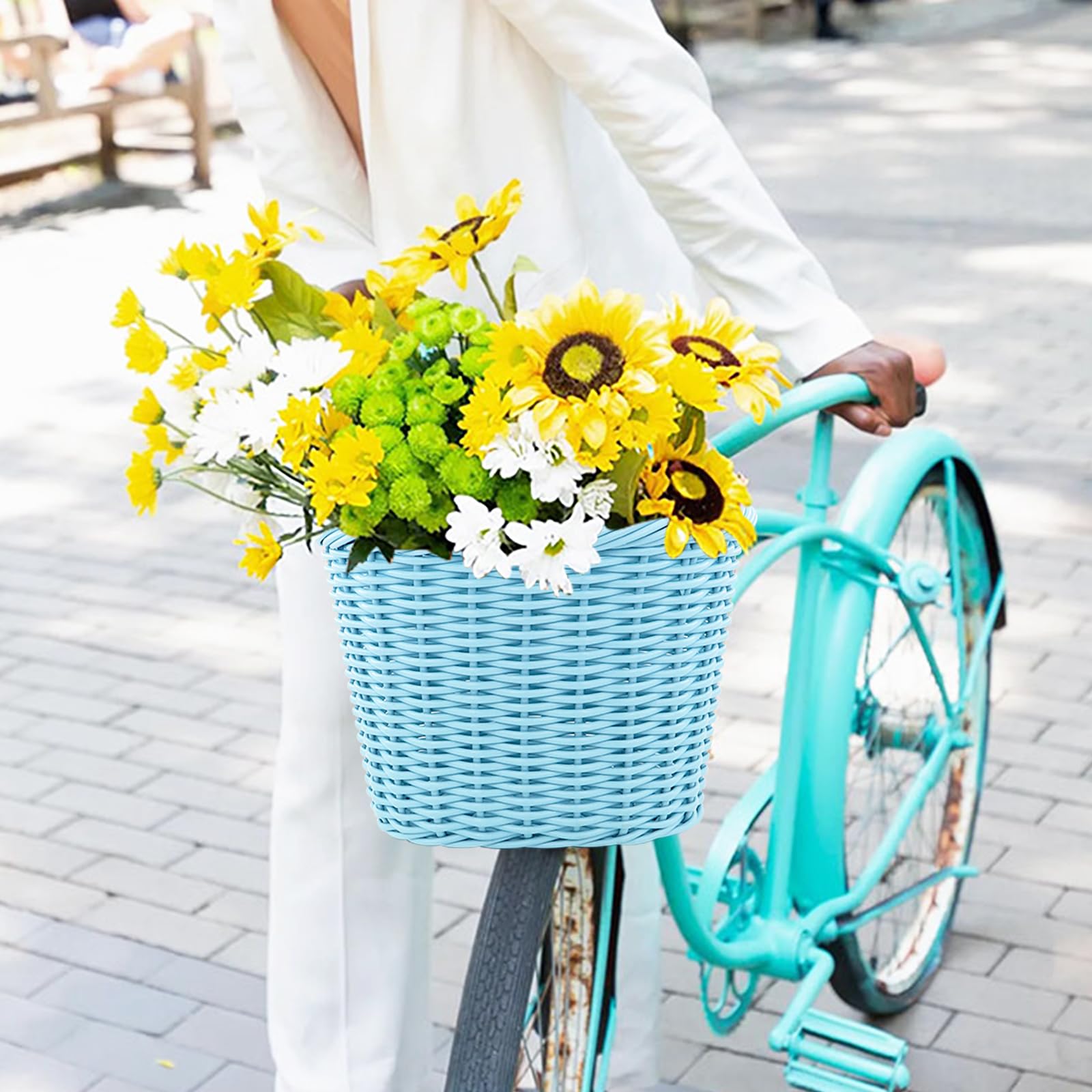ZUKKA Panier de vélo tissé pour vélos adultes/enfants avec sangles en cuir réglables - Panier de rangement étanche - Multicolore