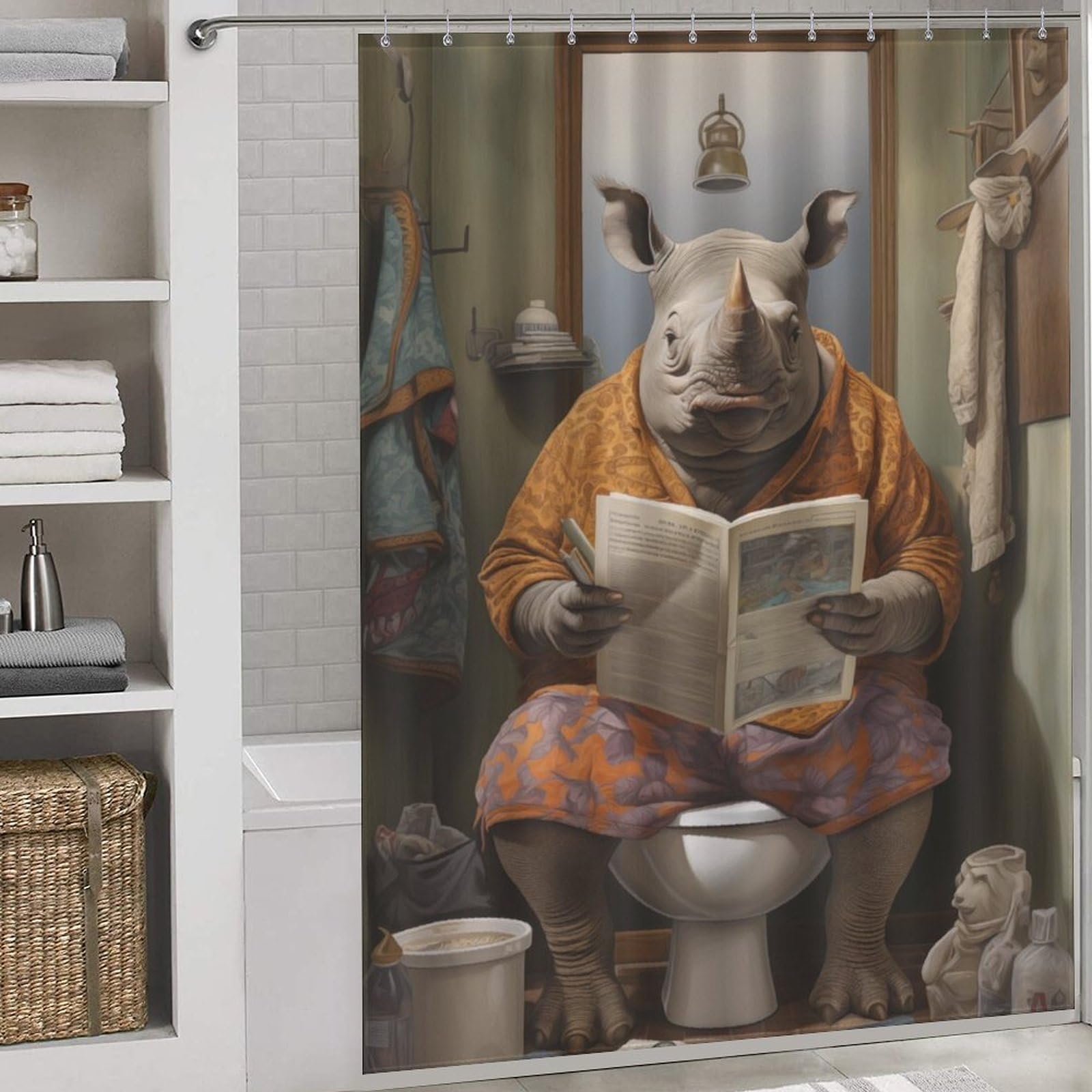 Rideau de douche imperméable et lavable en tissu moderne déperlant 163x180