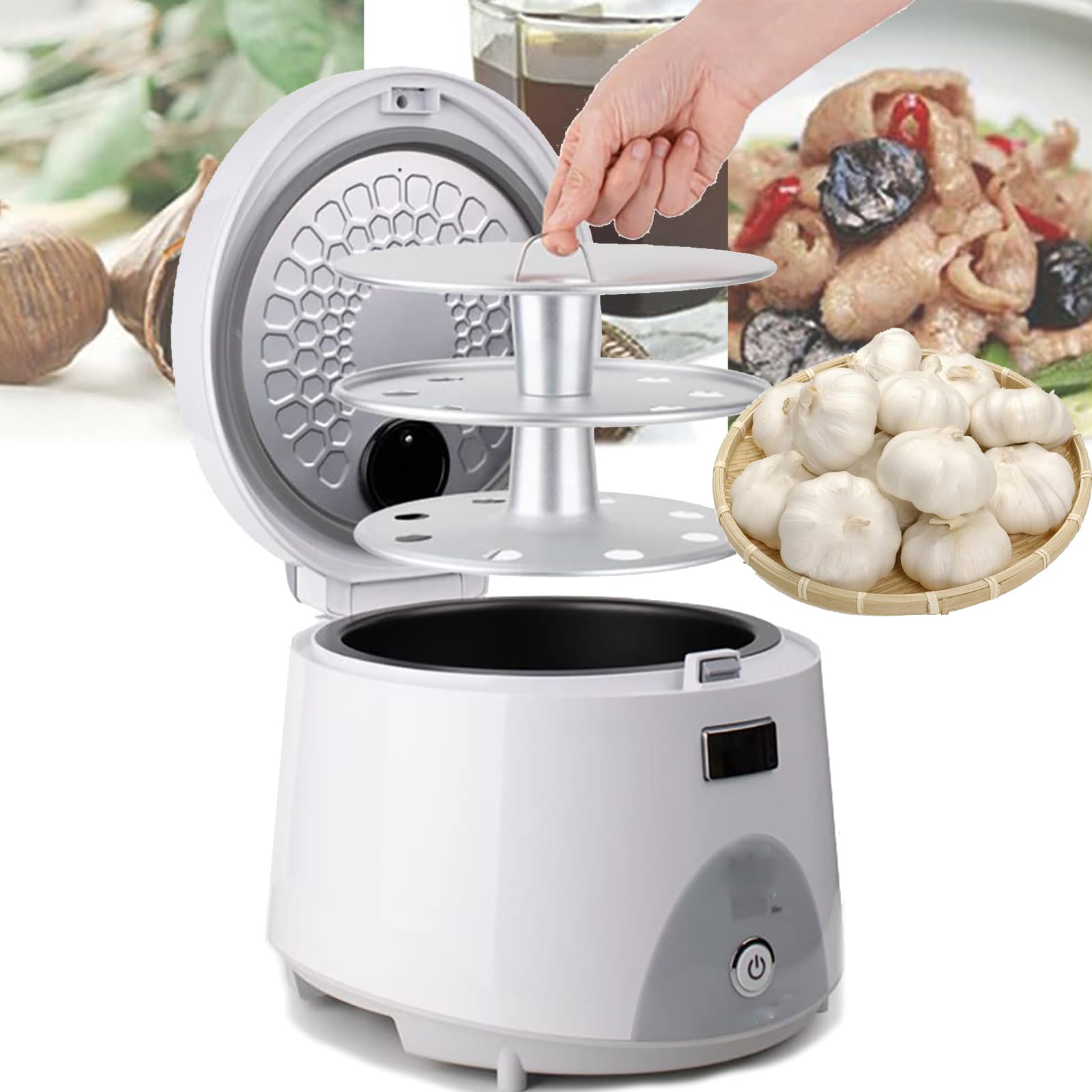 Fermentador de ajo negro de 5 l (control inteligente), totalmente automático, con estante interior de 2 capas y memoria de apagado (5 h). Fermentación de 8 a 12 días.,A