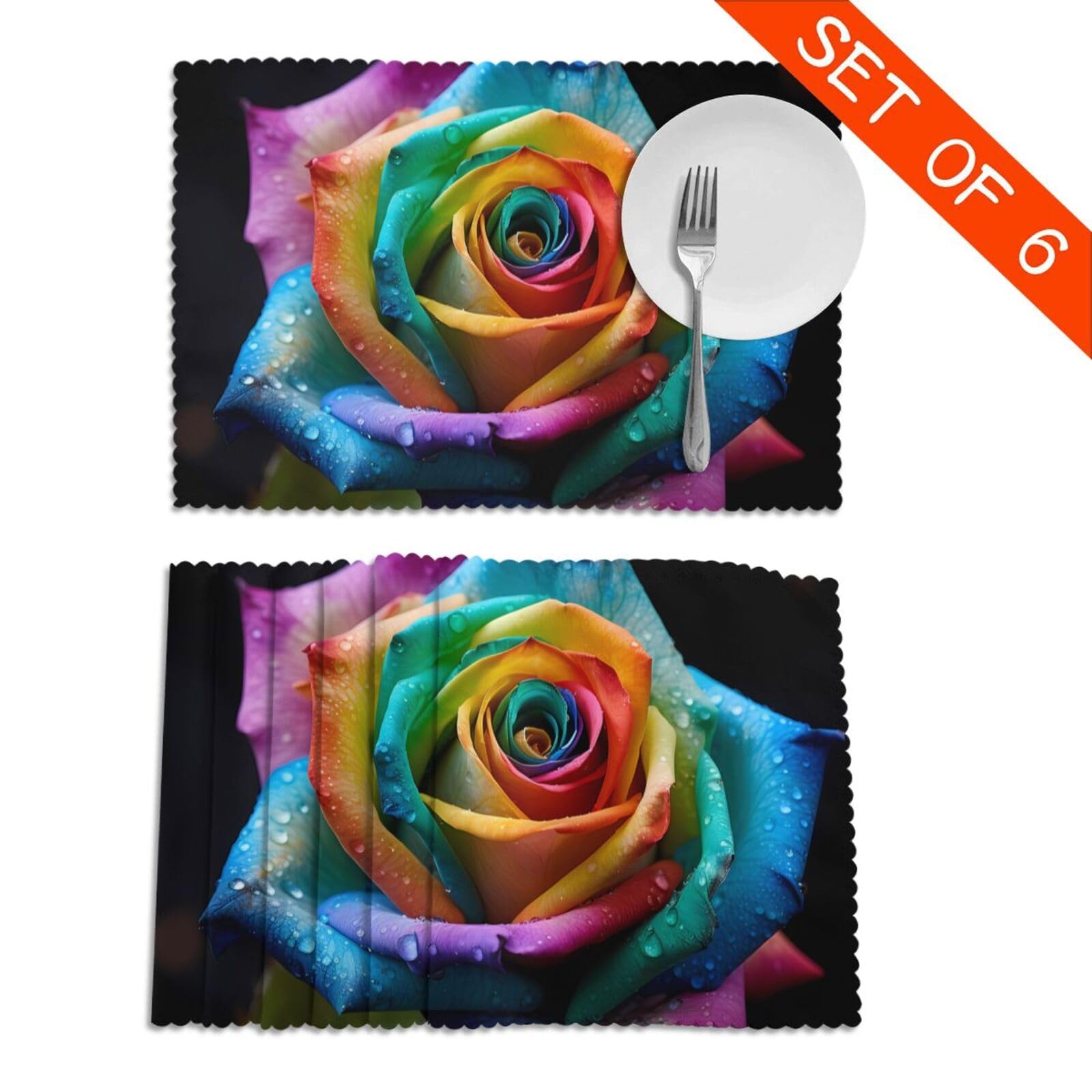 Set di 6 tovagliette rosa per tavolo da pranzo, resistenti al calore, lavabili, 30,5 x 45,7 cm