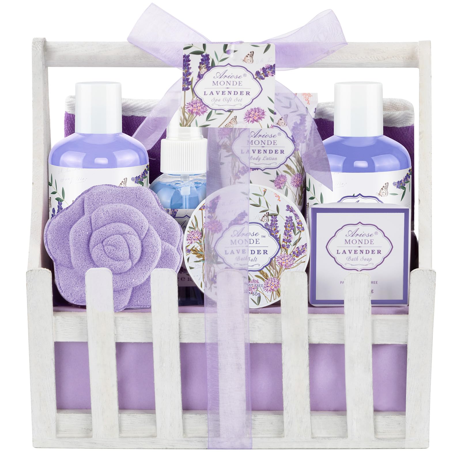 Gift Baskets for Women, Lavender Gift Sets for Women Self Care Spa Gift Basket Includes Body Lotion, Shower Gel, Bubble Bath, Relaxing Gifts For Her, Mom, Sister, Birthday & Christmas Gifts