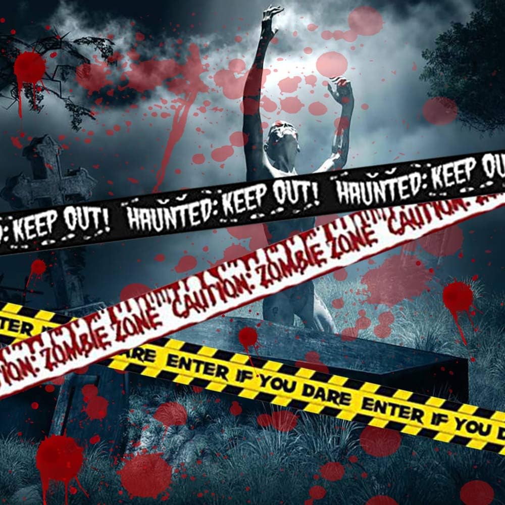Halloween Fright Tape Bundle - Halloween Tape Bundle includes, Enter If You Dare - Caution Zombie Zone - Haunted Keep Out - 3 pack, Creepy Scary Decoration Tape