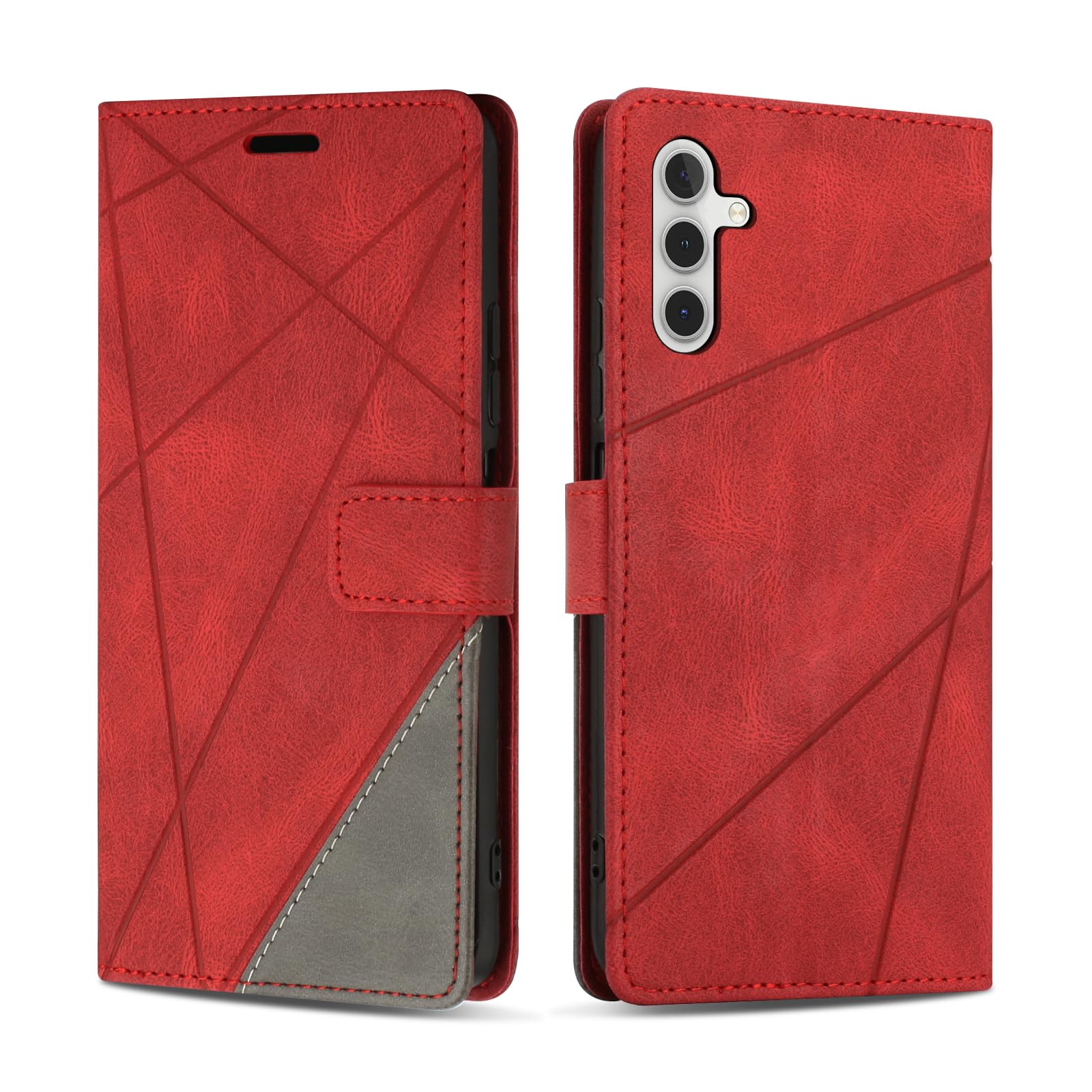 Case for Samsung Galaxy S23 FE, Premium PU Leather Flip Wallet Case Magnetic Closure Cover Case Card Slots kickstand Phone Case for Galaxy S23 FE, Red