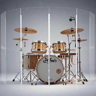 Portable Drum Shield | 6 Panels 2ft x 5ft | Factory-Installed Full-Length Stainless Steel Hinges | Acrylic Drum Sound Barrier | drum cage | Home & Church Use (6 Panels)