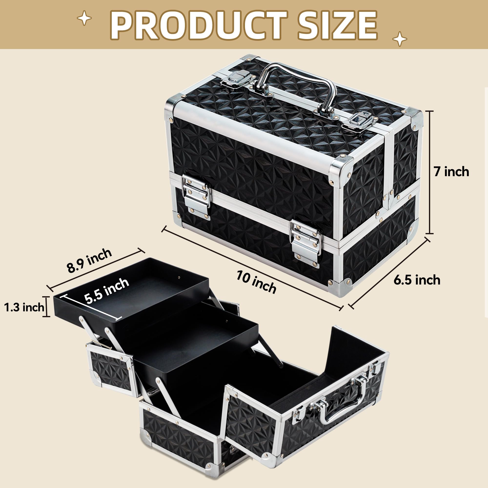 Leeora&Leekoo Portable Makeup Train Case Cosmetic Organizer