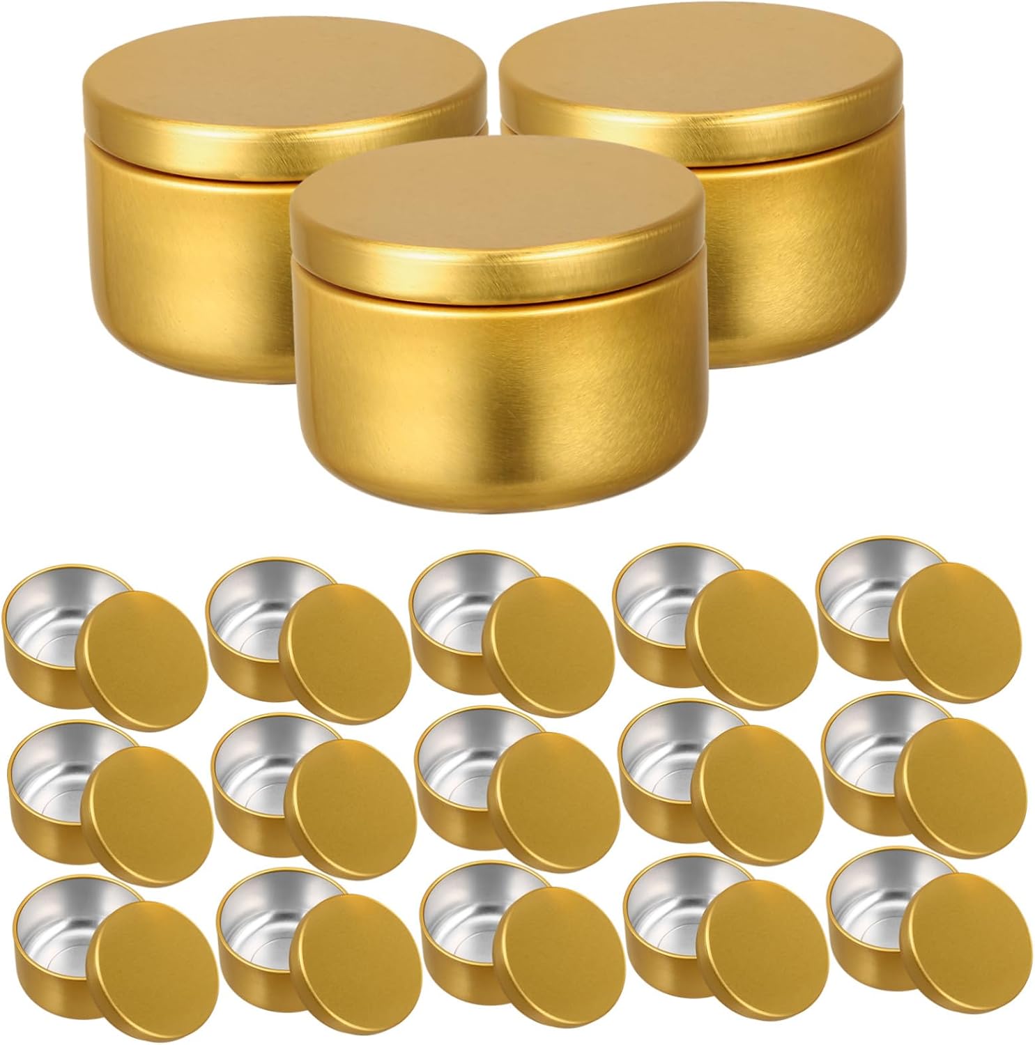 LIFKOME 24 Pcs Round Candle Tins with Sealed Metal Storage Jars for DIY Candle Making and Candy Storage for Home Office Jewelry and Craft Supplies