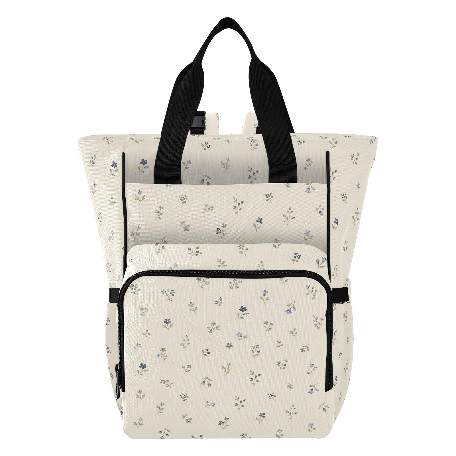 Mnsruu Blue Flower Baby Diaper Bag Zaino Grande Borsa Impermeabile Viaggio Pannolino Borse per Mamme e Papà
