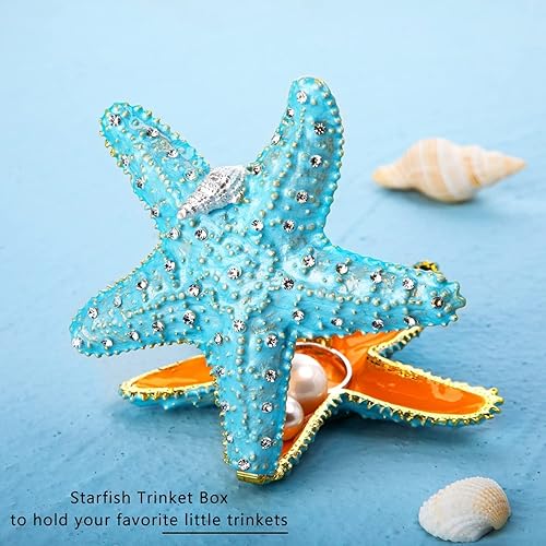 Miniatura 5 de YU FENG Caja de baratijas con figura de caballito de mar y caballito de mar azul claro