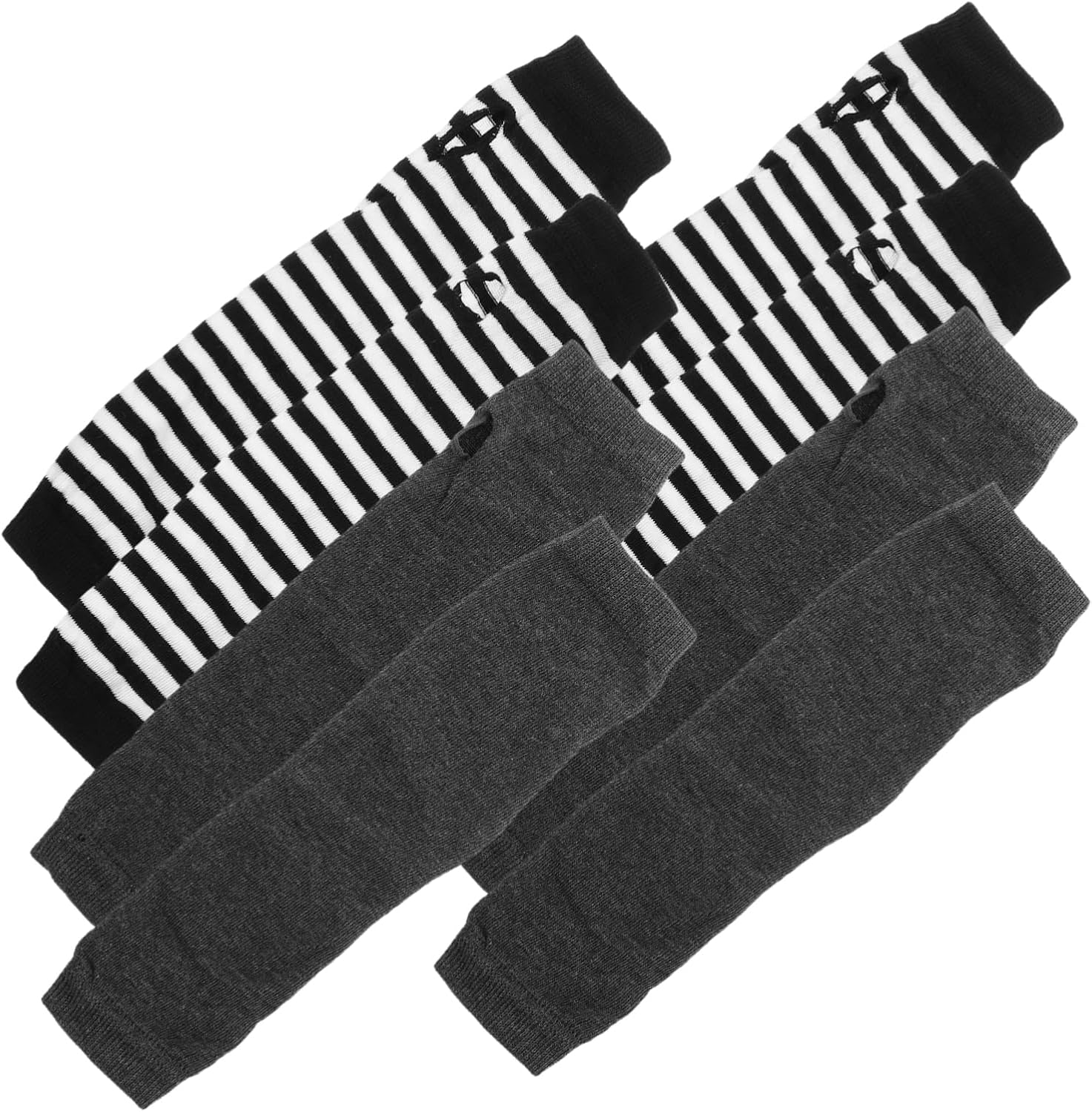 PRETYZOOM 4pairs Gaming Arm Sleeves Striped Women Warm Knitted Arm Warmers for Cosplay Sun Protection and Comfort