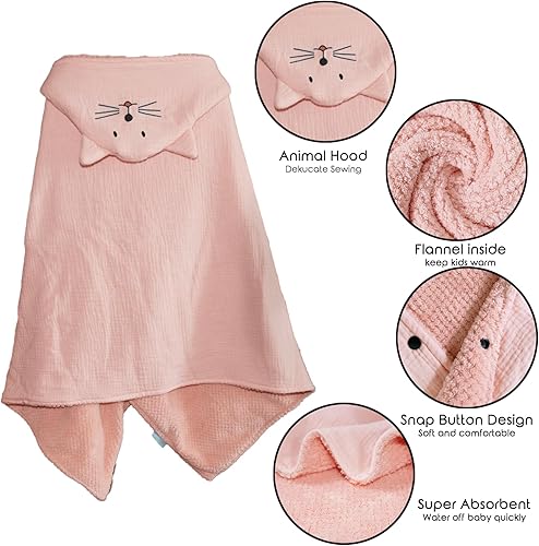 Miniatura 2 de Dormlony Toalla de baño con capucha ultrasuave con forro de franela para bebé y niño, toallas absorbentes cálidas de 55 x 25 pulgadas (diseño de oso)