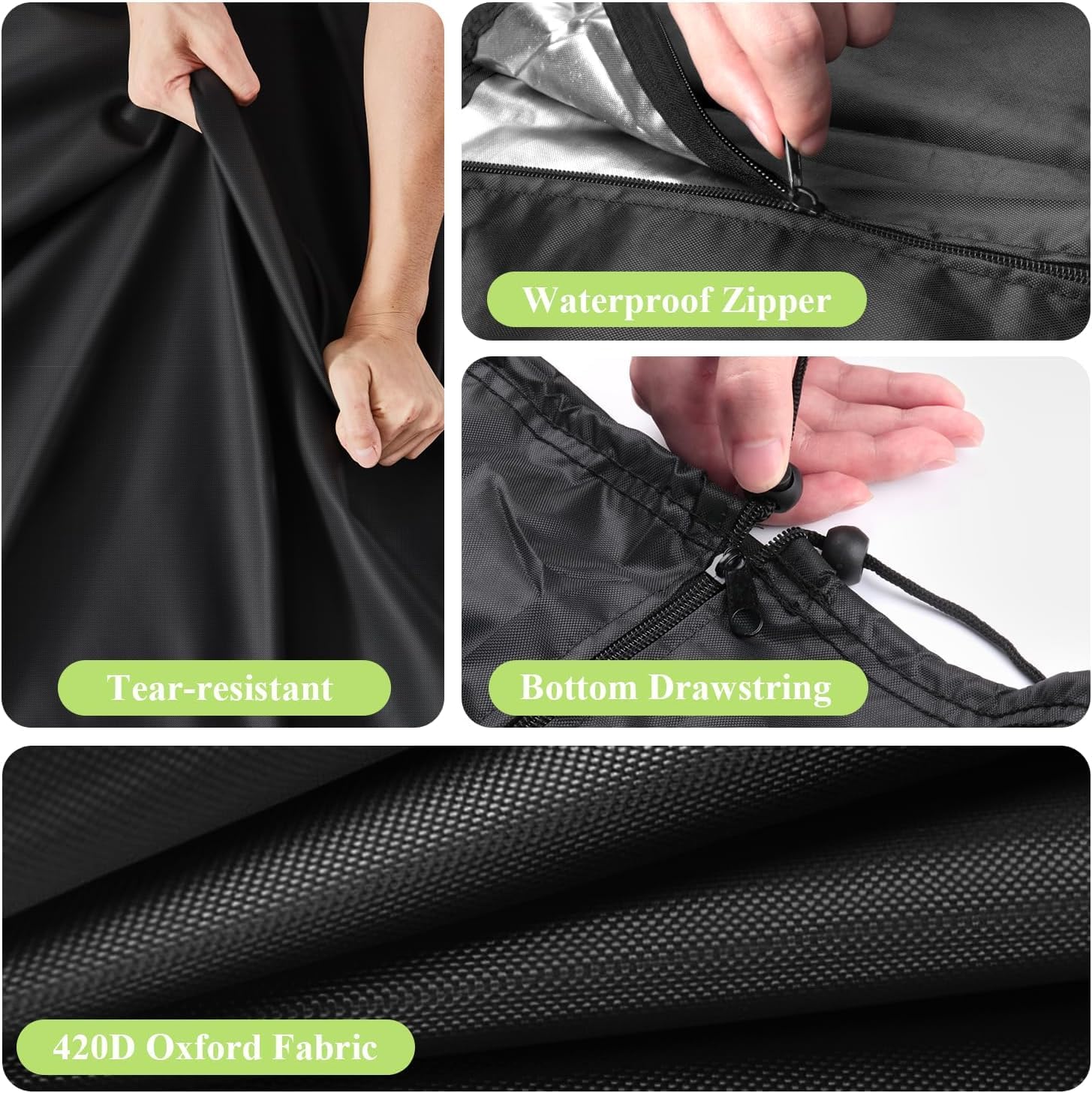 Folding Table Cart Cover, 420D Waterproof Drywall Dolly Cart Cover - 10 Table Capacity, With 2 Buckles & Drawstring for Garage, Home, Warehouse, 45.6"L x 29"W x 39"H, Black