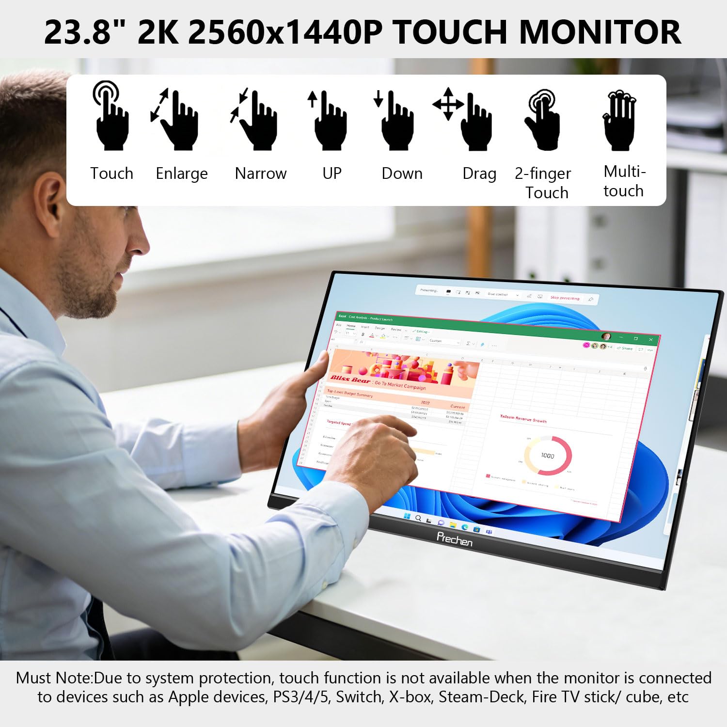 Prechen 2K QHD 23.8インチモニター＋モニタースタンドセット Amazon.co.jp: Prechen 23.8インチ 2K 100Hz 大型ポータブルタッチ