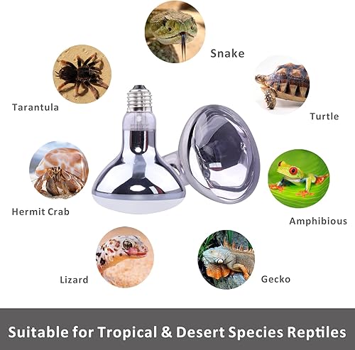 Miniatura 6 de Aiicioo Bombilla intensa para tomar el sol, paquete de 2 lámparas de calor de 150 W simulada Natured lámpara de calor bombilla UVA para reptiles