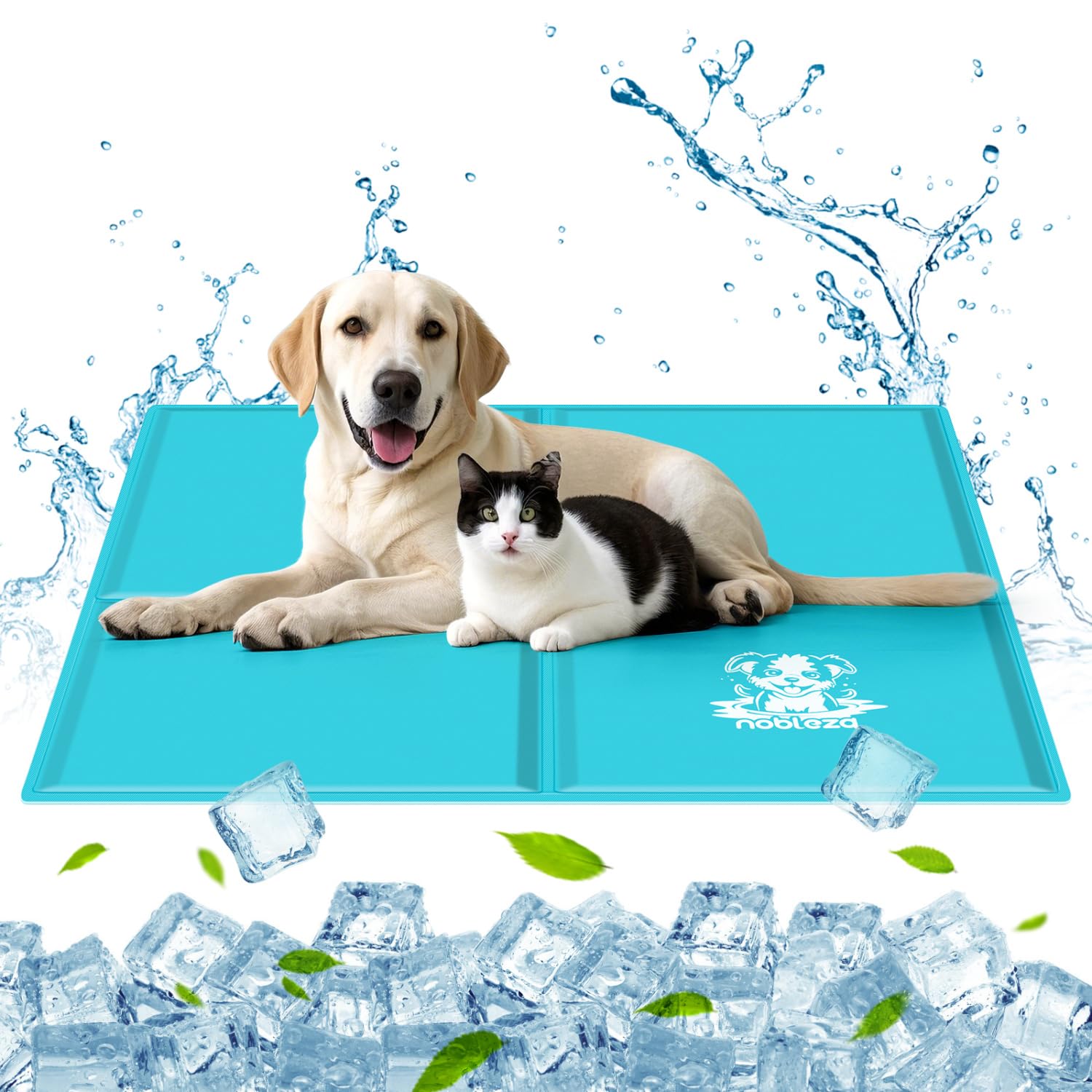 Nobleza Tappetino Refrigerante per Cani Gatti, 120 * 80cm Animali Tappetino Refrigerante in Gel Autoraffreddante, Azzurro, XXL