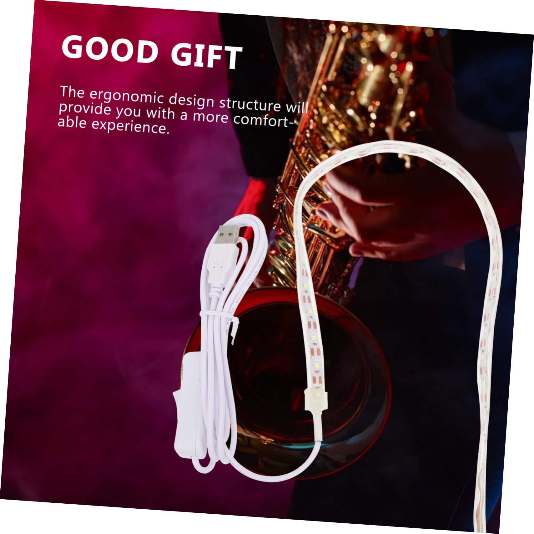 Bande Lumineuse LED USB 50cm pour Détection de Fuites Saxophone et Autres Instruments à Vent, Outil de Réparation Précis pour Flûte, Clarinette, et Hautbois, Accessoires