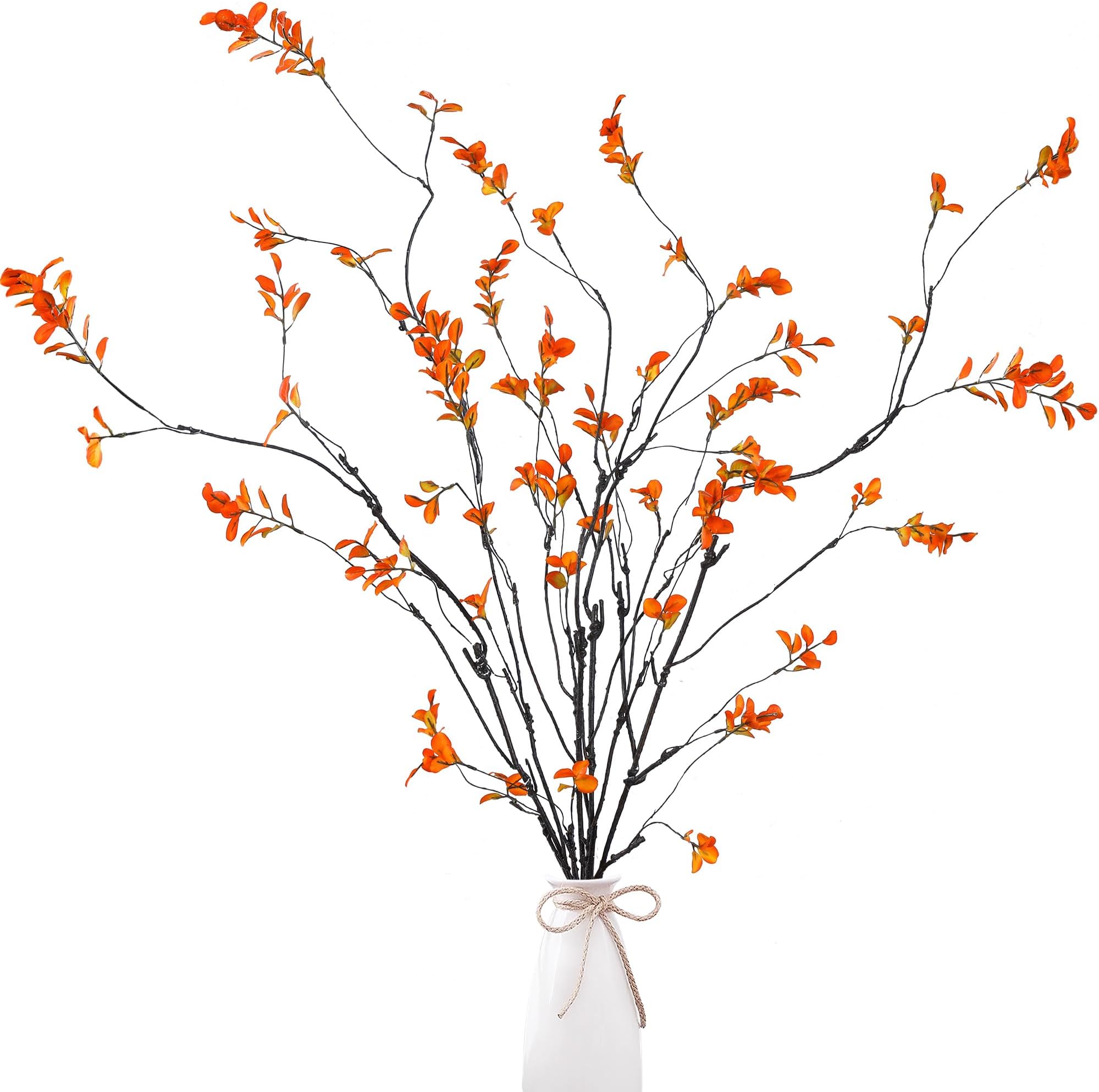 Sggvecsy 47.2’’ 4Pcs Fall Artificial Ficus Branches Artificial Fall Stems Faux Ficus Twig Plants Fake Leaf Fall Eucalyptus Branches for Thanksgiving Autumn Home Office Wedding Vase Filler Decoration