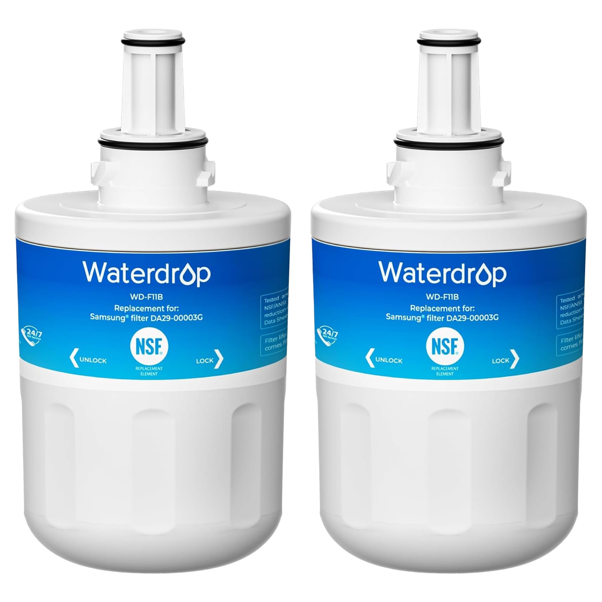 Waterdrop WD-F11B Filtre à Eau du Réfrigérateur,Remplacement pour Samsung® Aqua Pure Plus DA29-00003G DA29-00003B DA97-06317A DA61-00159A HAFCU1/XAA HAFIN2/EXP APP100 WF289, Forfait Peut Varier (2)