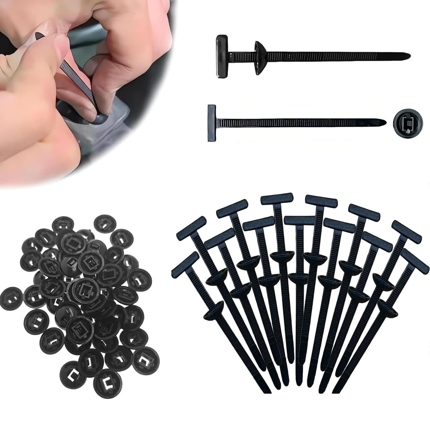 100 fibbie universali in nylon per fascette fermacavi, clip autobloccanti in nylon, clip di fissaggio per paraurti, rivetti in plastica per auto, parafanghi, resistenti e autobloccanti,per fissaggio