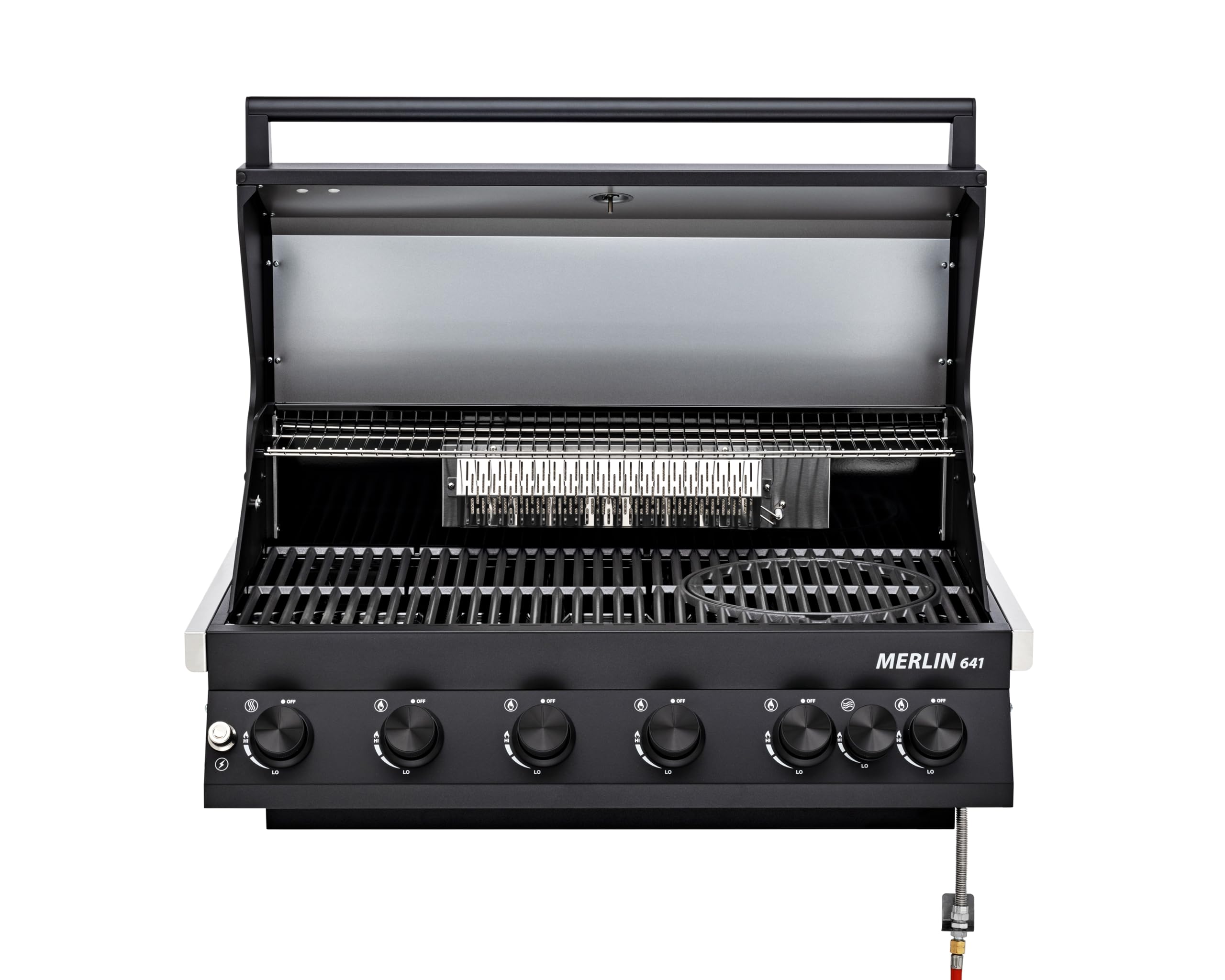 Merlin 641 Built-In, Einbaugrill (Farbe: schwarz-matt), 6 Brenner, Gussrost