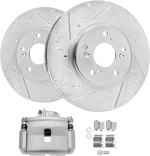 Detroit Axle - Kit de freno delantero para Honda Odyssey 1999-2004 MDX 2001-2002 Rotores de freno perforados y ranurados Frenos de disco Pinza con