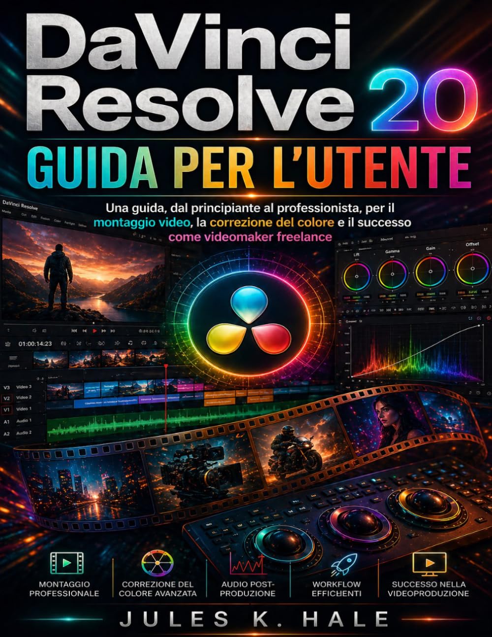 DAVINCI RESOLVE 20 GUIDA PER L'UTENTE: Una guida, dal principiante al professionista, peril montaggio video, la correzione del colore e il successo come videomaker freelance