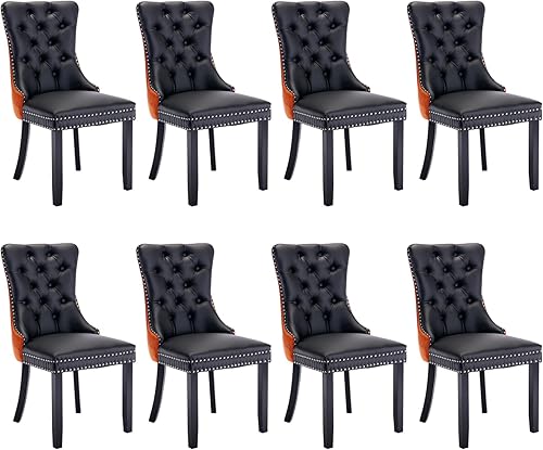 Miniatura 51 de SoarFlash Juego de 6 sillas de comedor de terciopelo, silla lateral de respaldo alto, silla lateral moderna tapizada de alta gama con capitoné y