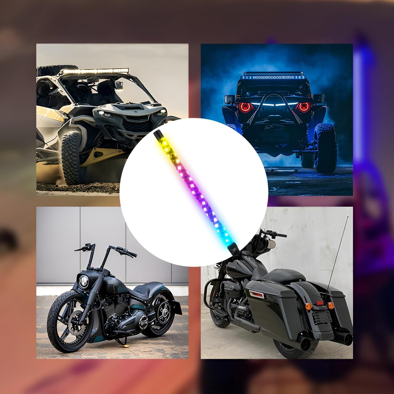 2PCS 4FT Whip Lights, LED Whip Light with App & Remote Control, Spiral RGB Chasing Lighted Antenna Whips,Whip Light for UTV ATV RZR SXS Can-Am Dune Buggy Offroad Truck (4ft)
