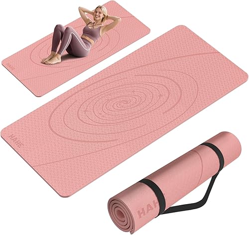 Tapete de yoga grande grueso, 76 x 32 x 0.31 pulgadas de ancho, tapete de ejercicio POE con superficie antideslizante y correa de transporte,