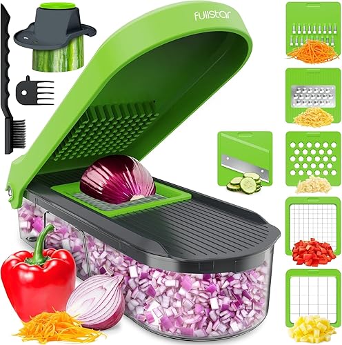 Miniatura 21 de Fullstar - Picadora de verduras, mandolina, rallador de queso, picadora de alimentos con recipiente, utensilios de cocina, artículos esenciales