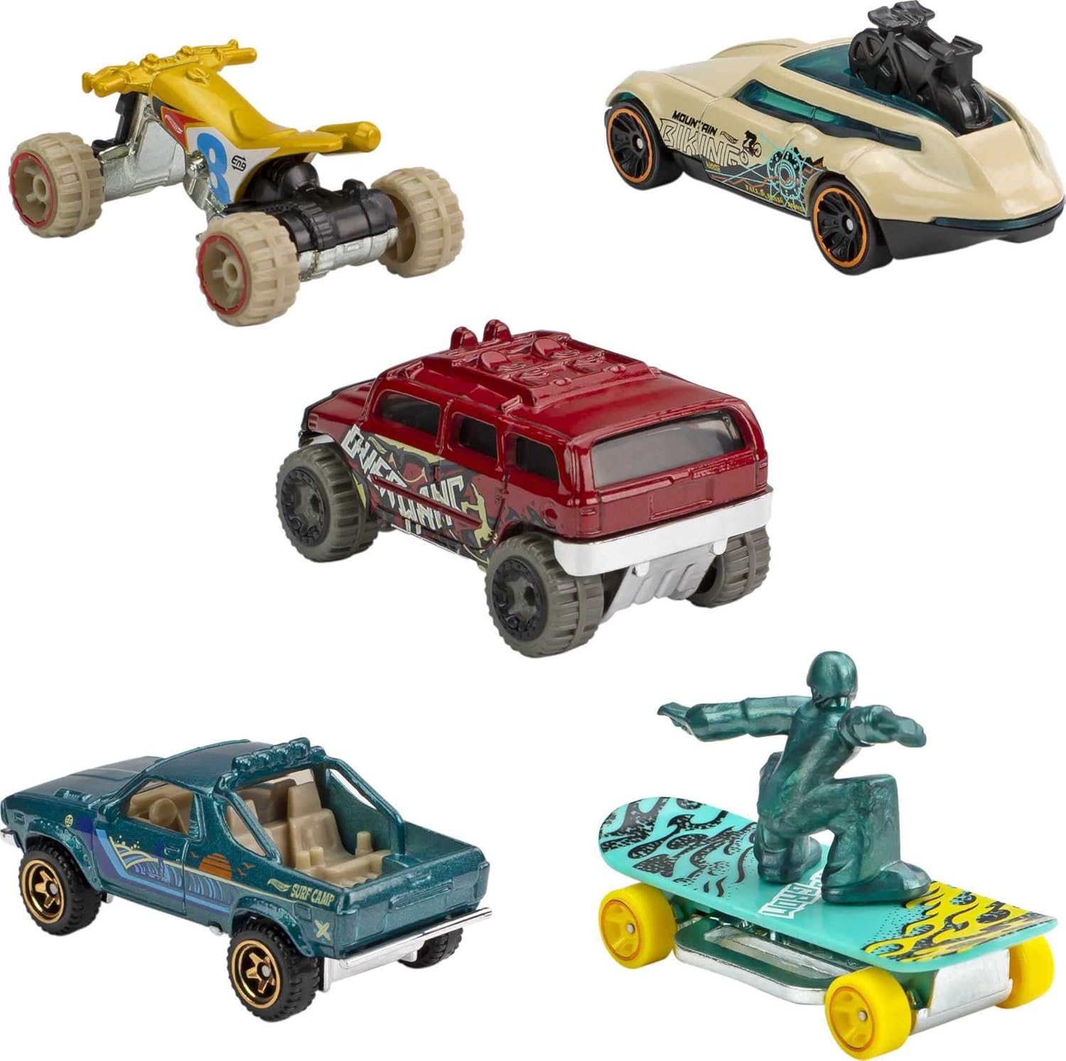 Hot Wheels 5-Pack Bundle of 15 Toy Cars, 3 5-Packs of HW Sports, Motor Show & HW Legends 1:64 Scale Vehicles, Gift for Collectors & Kids 3 Years & Up