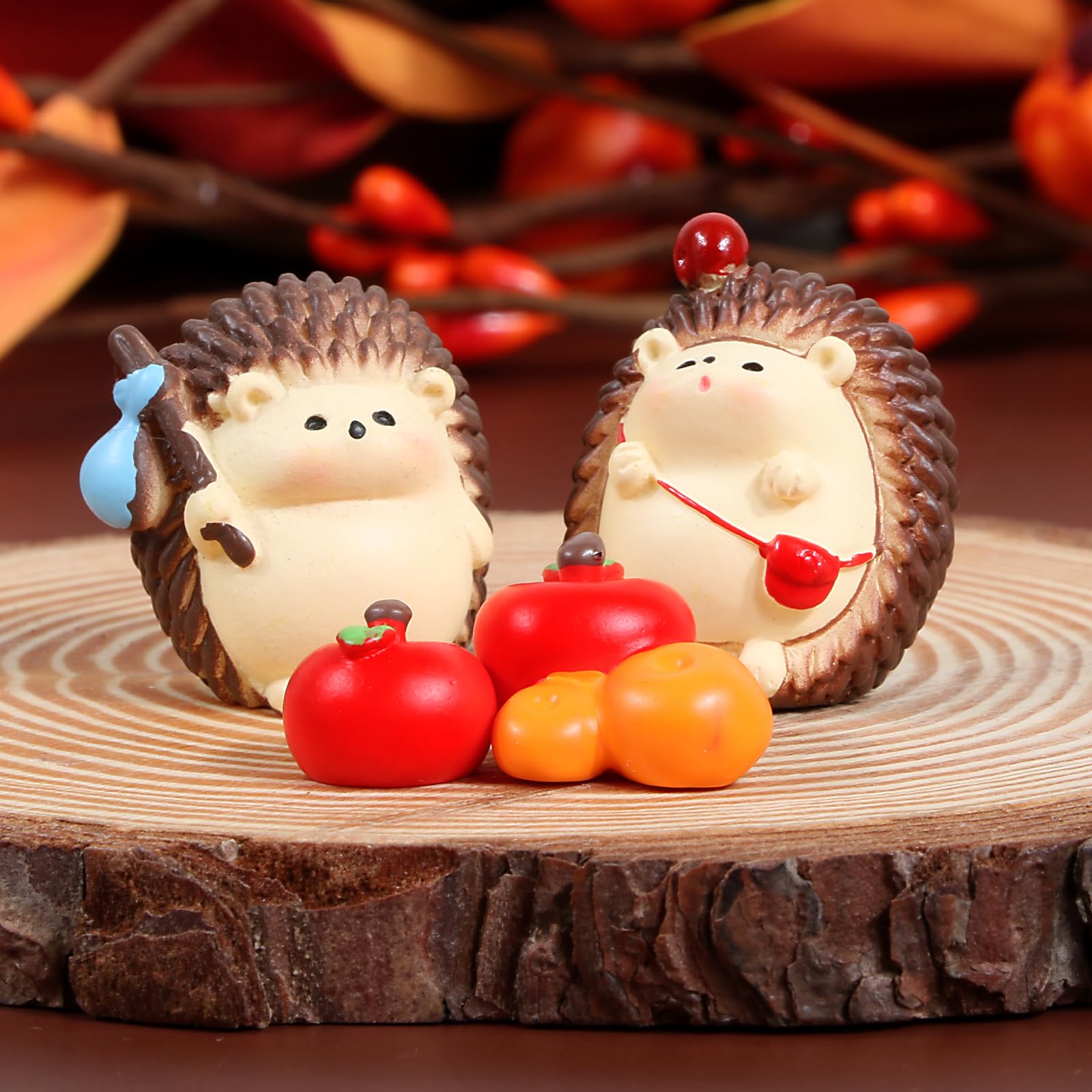 Déco Automne Lot De 4 Figurines Hérissons En Argile - 8 Cm, Assis Et ...