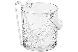 Glass Ice Bucket and Tongs with Handles by SECEN LONDON
