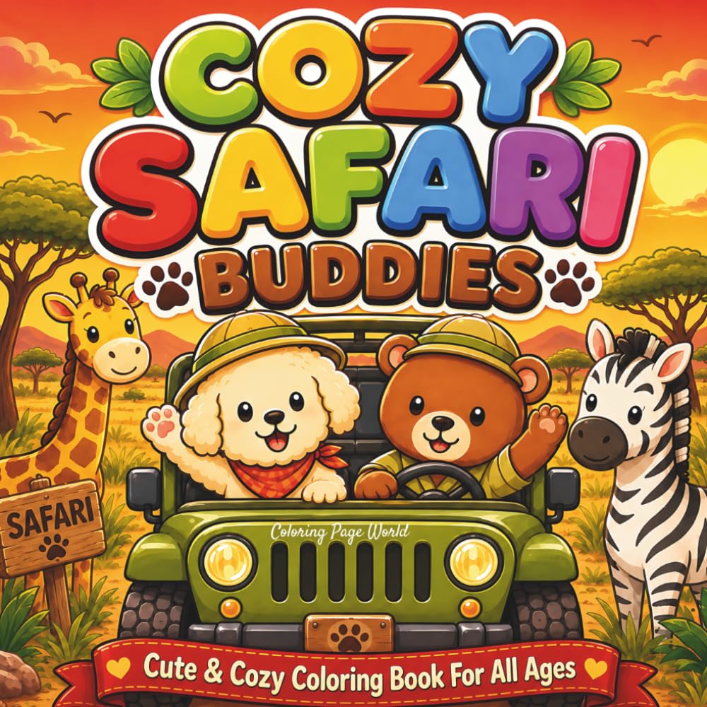 Cozy Safari Buddies Coloring Book: Cute and Relaxing Safari Adventures with Adorable Animals and Friends for Fun and Stress Relief (Cute and Cozy Buddies Coloring Adventures)