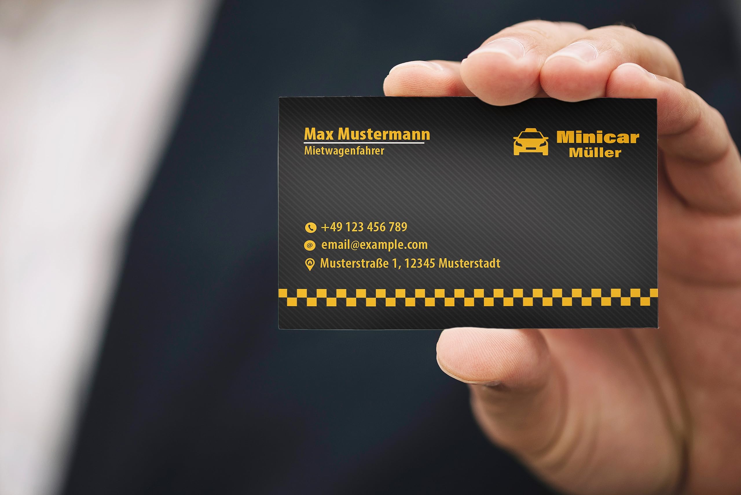 Premium Taxi-visitekaartjes gepersonaliseerd (85 x 55 mm