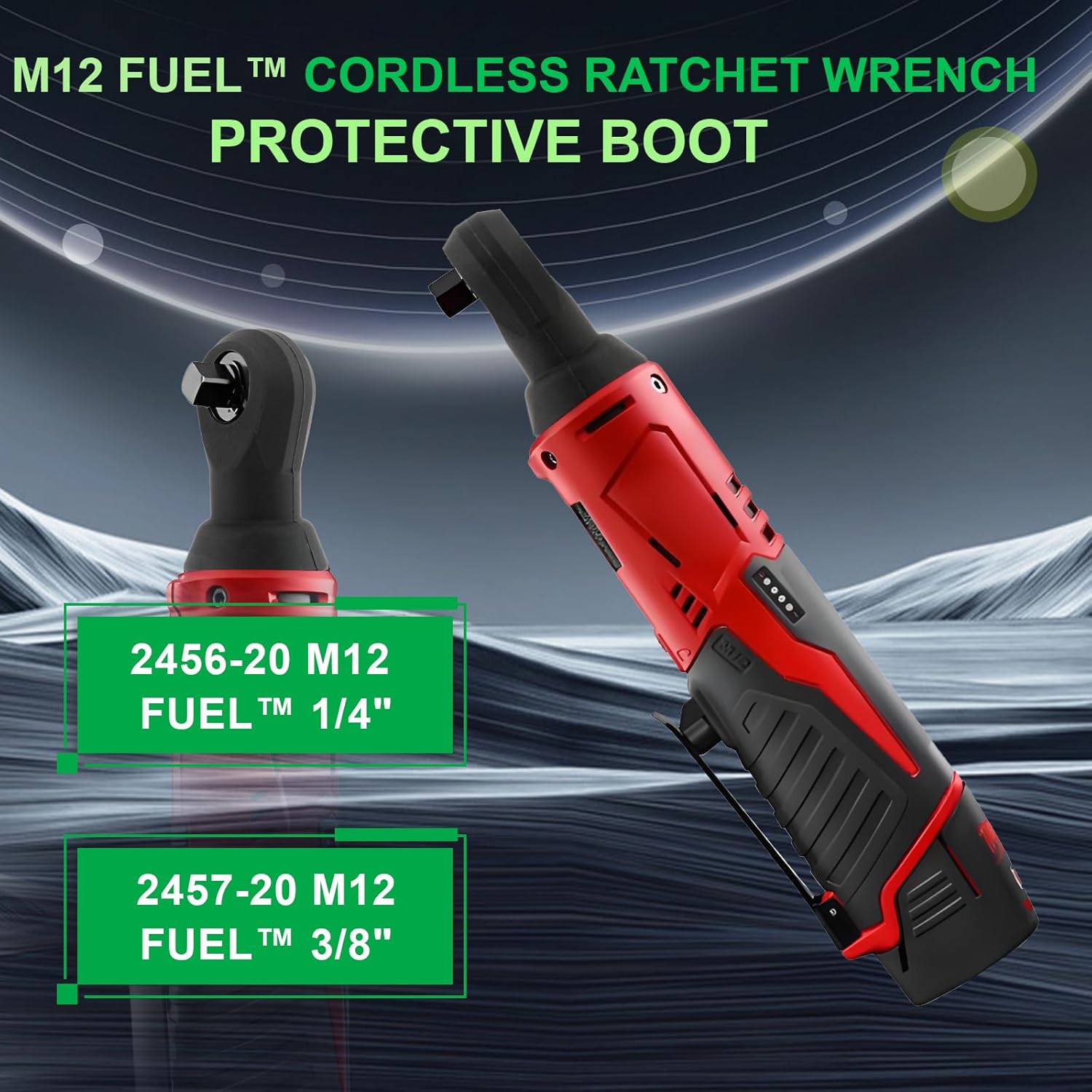 49-16-2457 Protective Boot for M12 Cordless 3/8" 1/4" Ratchet for Milwaukee 2456-20 2457-20 Wrench Black Assembly