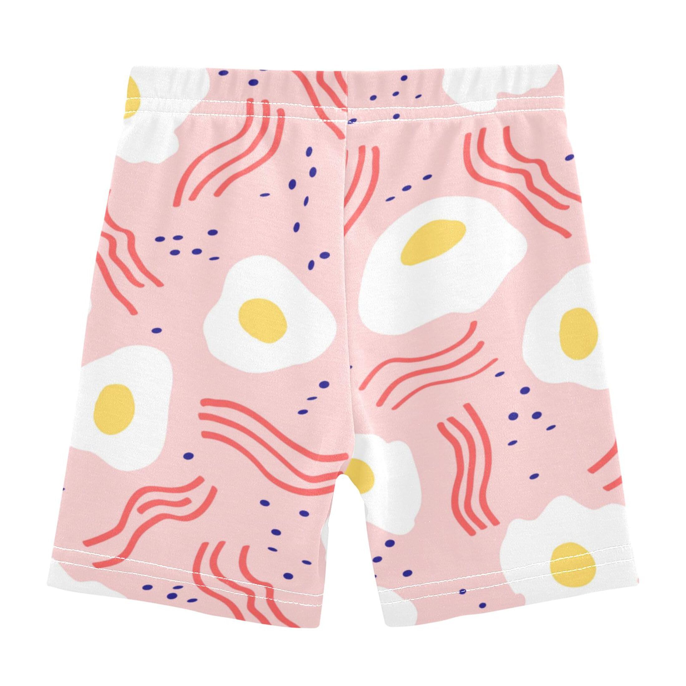 Vozoza Soft Red Eggs Bacon Food Toddler Girls Shorts Under Dress Cartwheel Shorts Legging Summer Outfits Clothes Size 5T