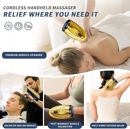 Miniatura 6 de Masaje de mano inalámbrico, masajeador de mano inalámbrico profesional de peluquería, botón de ajuste de 5 velocidades, 5 modos de masaje, masaje de