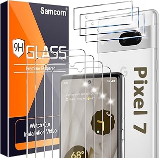 [4+3Pack] Glass Screen Protector for Google Pixel 7, 9H Tempered Glass, Ultrasonic Fingerprint Compatible,HD Clear Case Friendly for Google Pixel 7 5G Glass Screen Protector